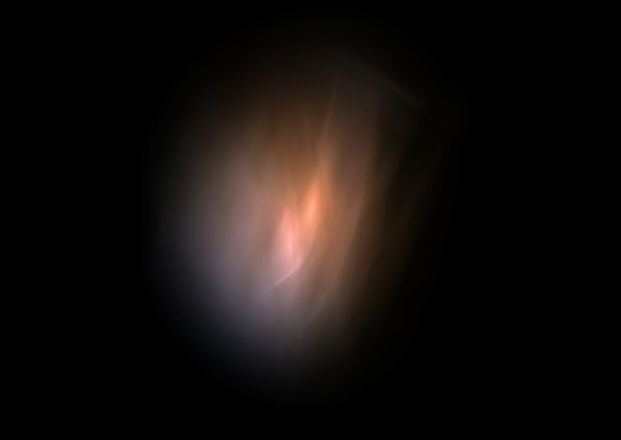 Untitled, an abstract long-exposure photographic study showing a warm orange flame-like shape glowing softly against black, closer in and slightly different in form, by David Hamilton